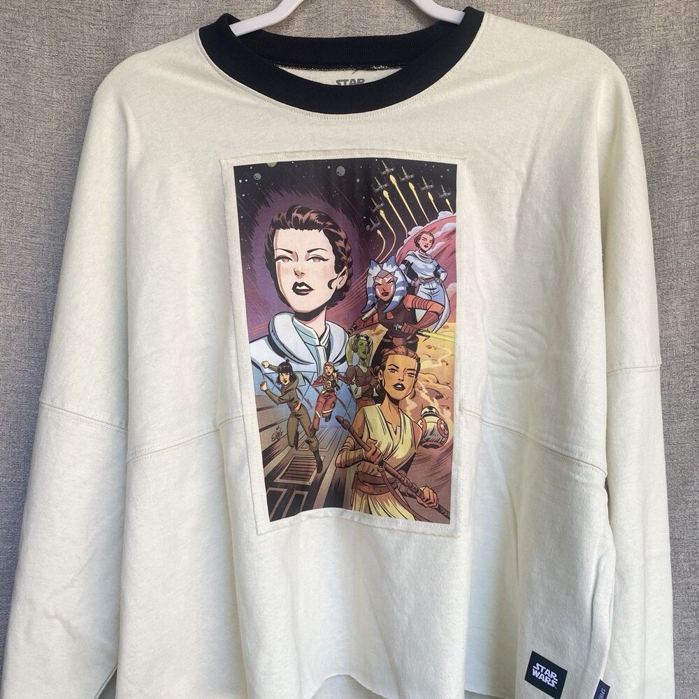 Star Wars Jersey Womens L Crop Sweatshirt Of The Galaxy Disney Long Sleeve NWT